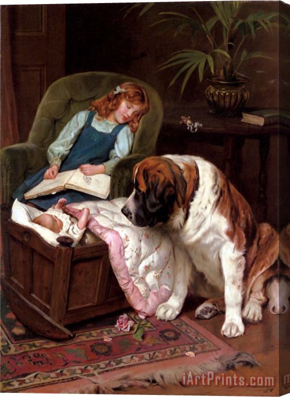 Arthur John Elsley Guarding The Baby Stretched Canvas Painting / Canvas Art