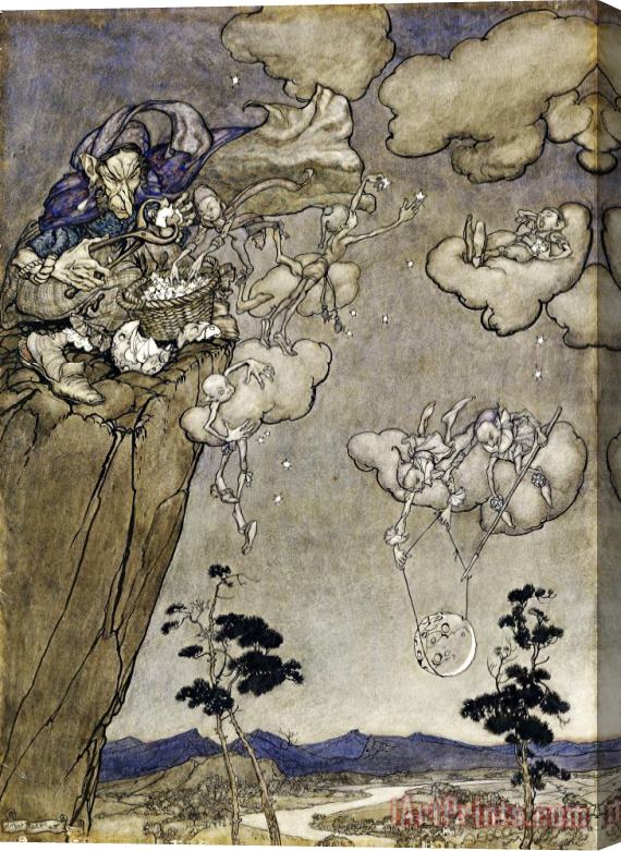 Arthur Rackham An Illustration to Rip Van Winkle: 'they Were Ruled by an Old Squaw Spirit' Stretched Canvas Print / Canvas Art