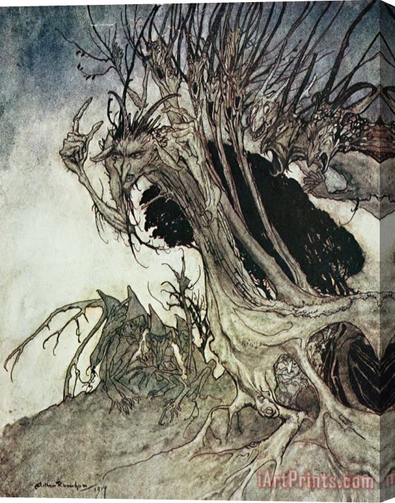 Arthur Rackham Calling shapes and beckoning shadows dire Stretched Canvas Painting / Canvas Art