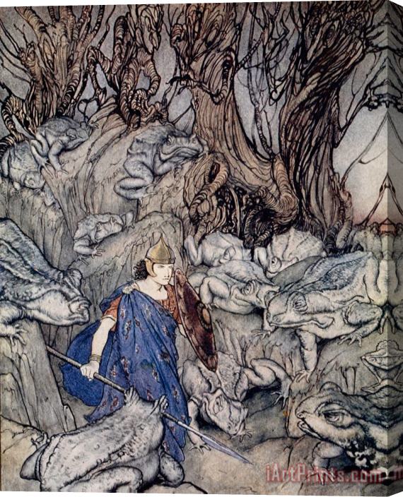 Arthur Rackham In The Forked Glen Into Which He Slipped At Night-fall He Was Surrounded By Giant Toads Stretched Canvas Print / Canvas Art