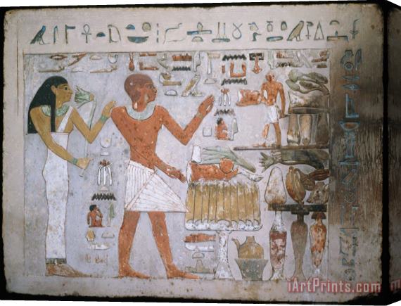 Artist, Maker Unknown, Egyptian Wall Fragment From The Tomb of Amenemhet And His Wife Hemet Stretched Canvas Painting / Canvas Art