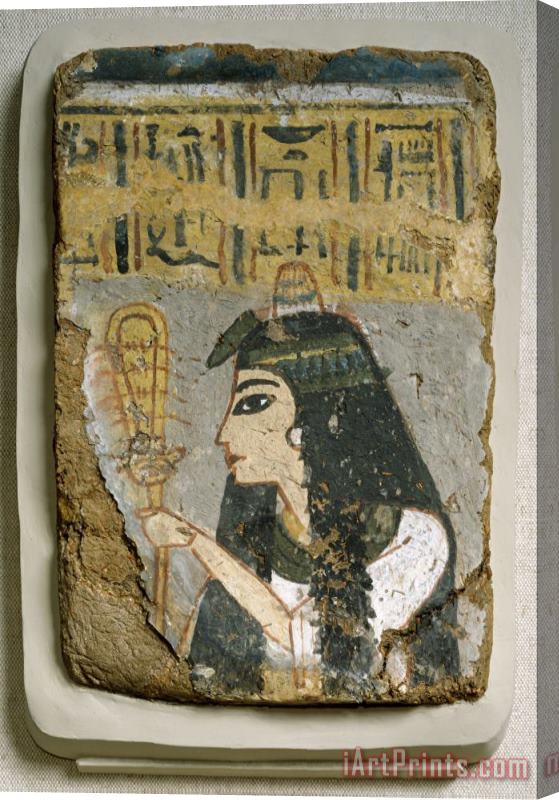 Artist, Maker Unknown, Egyptian Wall Painting Woman Holding a Sistrum Stretched Canvas Print / Canvas Art