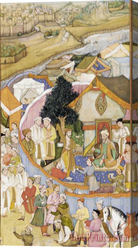 Attributed to Hiranand Illustration From a Dictionary (unidentified) Da'ud Receives a Robe of Honor From Mun'im Khan Stretched Canvas Print / Canvas Art