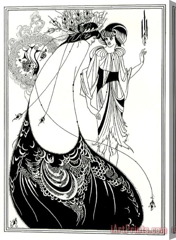 Aubrey Beardsley Peacock Skirt Oscar Wilde Illustration Stretched Canvas Print / Canvas Art