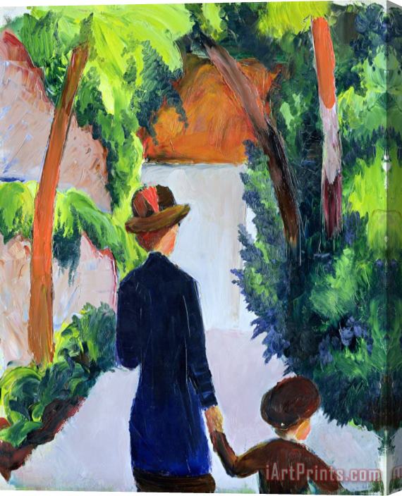 August Macke Mother and Child in the Park Stretched Canvas Painting / Canvas Art