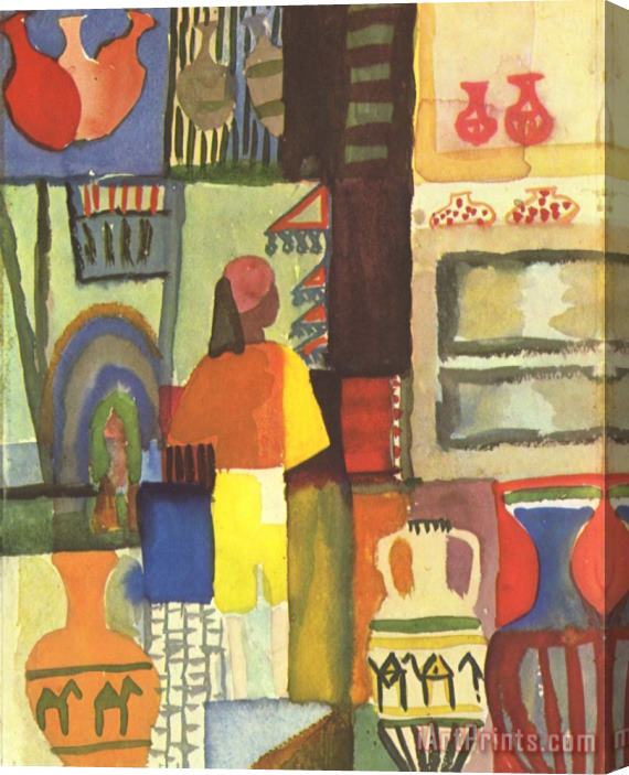 August Macke Tunisian Market Stretched Canvas Painting / Canvas Art