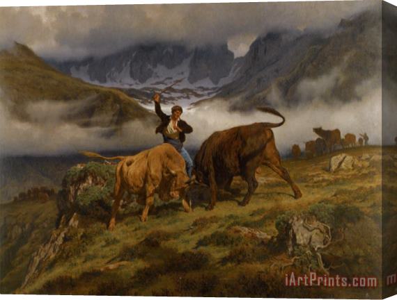 Auguste Bonheur Le Combat Souvenir Des Pyrenees Stretched Canvas Print / Canvas Art