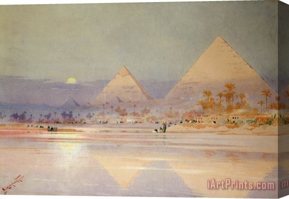 Augustus Osborne Lamplough The Pyramids at dusk Stretched Canvas Print / Canvas Art