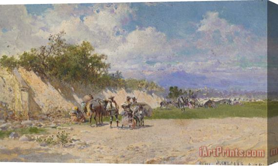 Baldomer Galofre Gimenez The Camp of Gypsies Stretched Canvas Print / Canvas Art