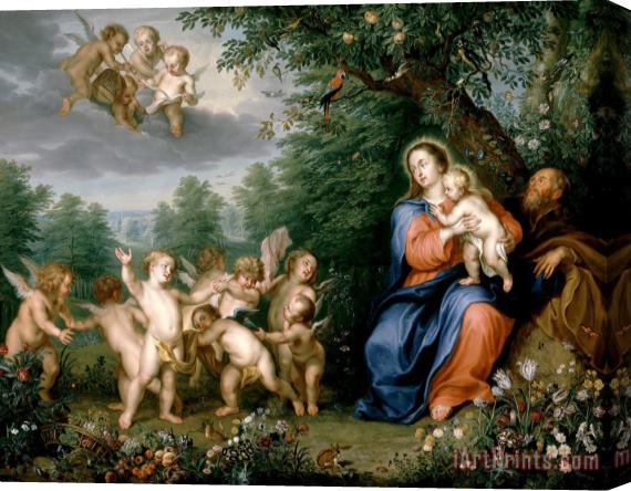 Balthasar Beschey The Holy Family with The Infant Saint John The Baptist Stretched Canvas Painting / Canvas Art