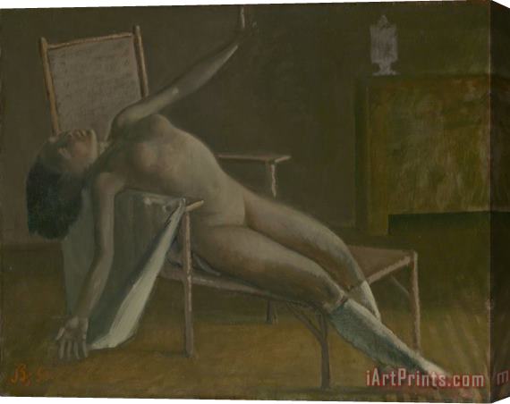 Balthasar Klossowski De Rola Balthus Nude on a Chaise Longue 1950 Stretched Canvas Print / Canvas Art
