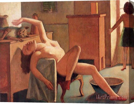 Balthasar Klossowski De Rola Balthus Nude with Cat 1949 Stretched Canvas Painting / Canvas Art
