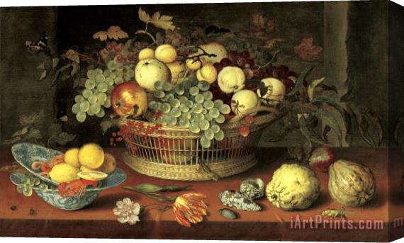 Balthasar Van Der Ast Still Life with Basket of Fruit Stretched Canvas Print / Canvas Art