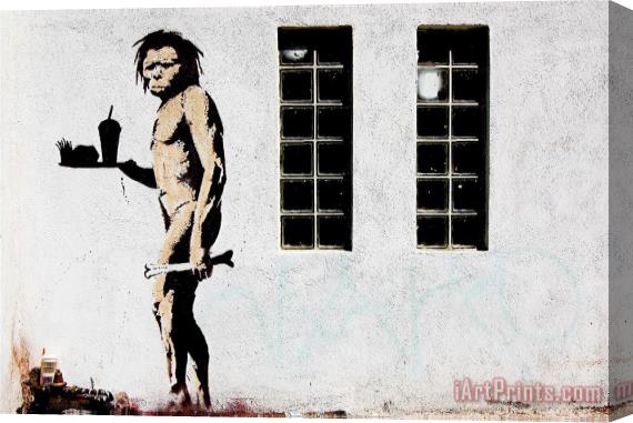 Banksy Ape Man Mcdonalds Stretched Canvas Print / Canvas Art