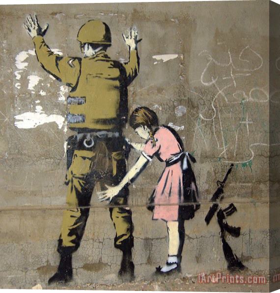 Banksy Girl Searching Soldier Gun Stretched Canvas Painting / Canvas Art
