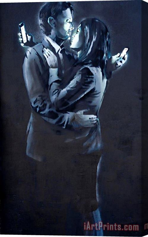 Banksy Mobile Lovers Stretched Canvas Print / Canvas Art