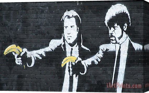 Banksy Pulp Fiction Stencil Stretched Canvas Painting / Canvas Art