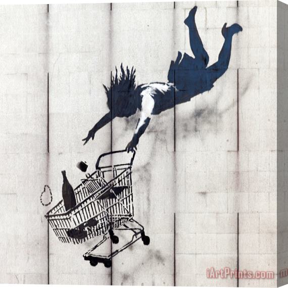 Banksy Shop Until You Drop in Mayfair Stretched Canvas Print / Canvas Art