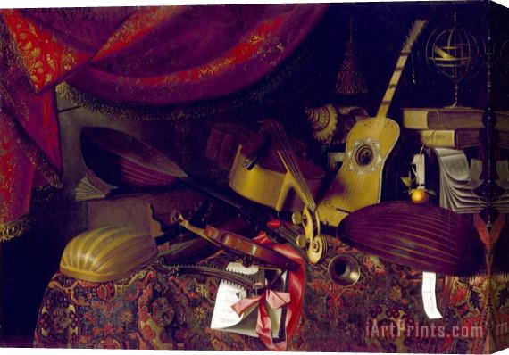 Bartolomeo Bettera Still Life with Musical Instruments Stretched Canvas Print / Canvas Art