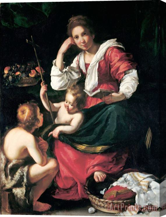 Bernardo Strozzi Madonna And Child with Infant Saint John Stretched Canvas Painting / Canvas Art