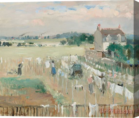 Berthe Morisot Hanging The Laundry Out To Dry Stretched Canvas Painting / Canvas Art