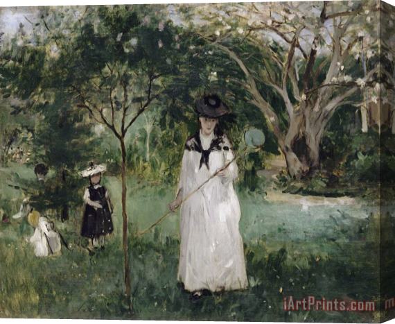 Berthe Morisot La Chasse Aux Papillons Madame Pontillon, Nee Edma Morisot (1839 1921), Soeur De L'artiste Et Ses Filles Jeanne Et Blanche Stretched Canvas Painting / Canvas Art