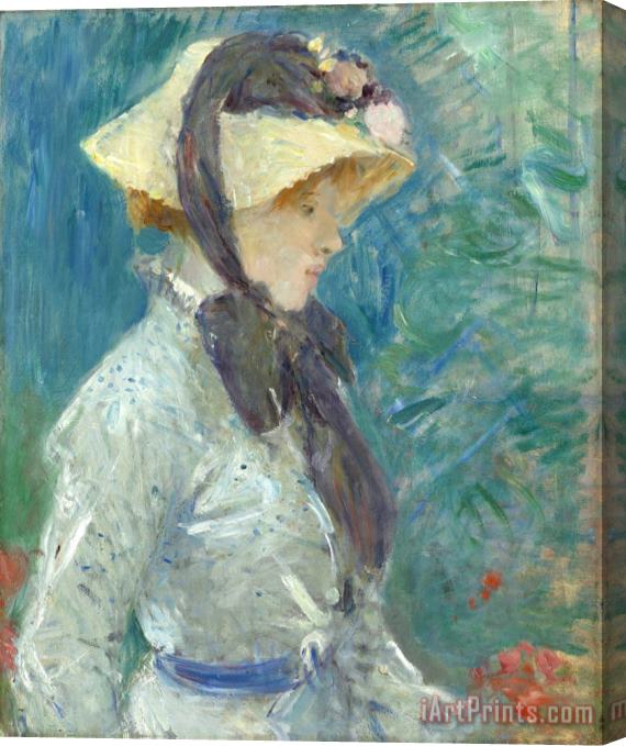 Berthe Morisot Young Woman with a Straw Hat Stretched Canvas Print / Canvas Art