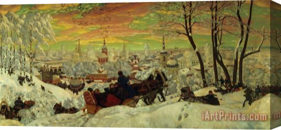 Boris Mihajlovic Kustodiev Arriving for the Holidays Stretched Canvas Painting / Canvas Art