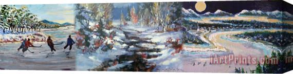 brent heighton Richard Brodeur Hockey on The River Stretched Canvas Print / Canvas Art