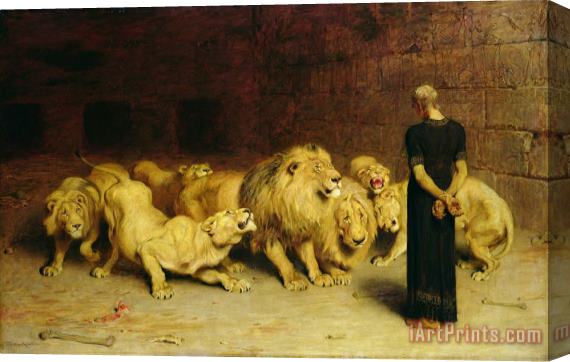 Briton Riviere Daniel in the Lions Den Stretched Canvas Painting / Canvas Art