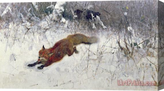 Bruno Andreas Liljefors  Fox Being Chased through the Snow Stretched Canvas Print / Canvas Art