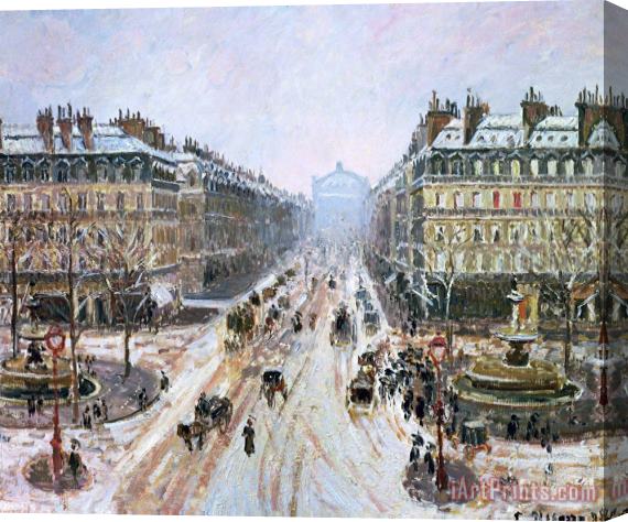 Camille Pissarro Avenue de l'Opera - Effect of Snow Stretched Canvas Print / Canvas Art