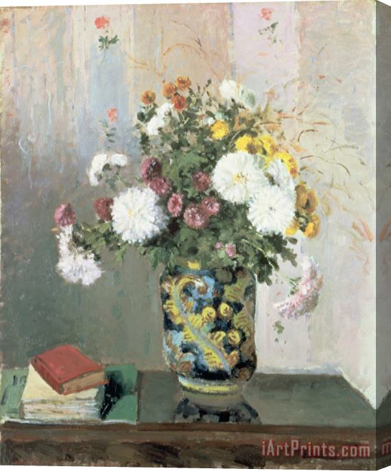 Camille Pissarro Chrysanthemums in a Chinese Vase Stretched Canvas Print / Canvas Art