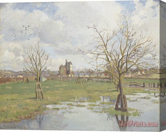 Camille Pissarro Flooded Fields at St. Ouen L'aumone Stretched Canvas Print / Canvas Art