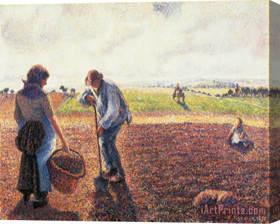 Camille Pissarro Peasants In The Field Eragny Stretched Canvas Print / Canvas Art