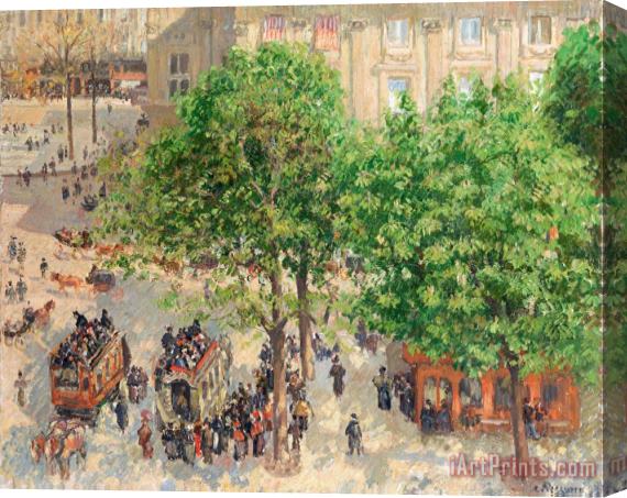 Camille Pissarro Place Du Theatre Francais, Spring Stretched Canvas Print / Canvas Art