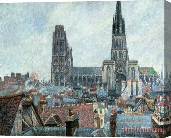 Camille Pissarro Roofs Of Old Rouen Grey Weather Stretched Canvas Painting / Canvas Art