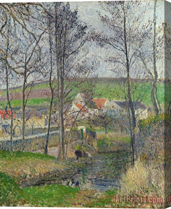 Camille Pissarro The Banks of The Viosne at Osny in Grey Weather, Winter Stretched Canvas Print / Canvas Art