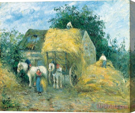 Camille Pissarro The Hay Cart, Montfoucault Stretched Canvas Print / Canvas Art