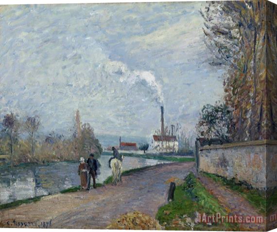Camille Pissarro The Oise Near Pontoise in Grey Weather Stretched Canvas Painting / Canvas Art