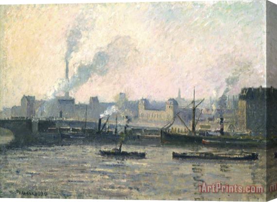 Camille Pissarro The Saint Sever Bridge, Rouen: Mist Stretched Canvas Print / Canvas Art