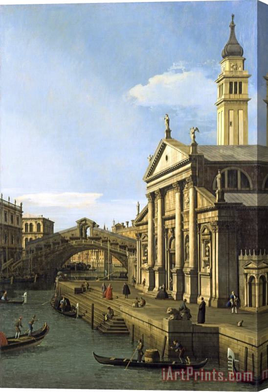 Canaletto Capriccio: The Rialto Bridge And The Church of S. Giorgio Maggiore Stretched Canvas Print / Canvas Art