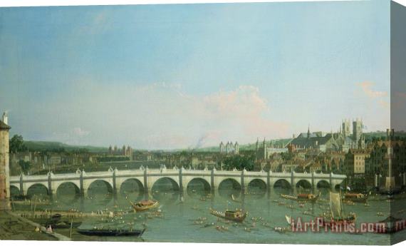 Canaletto Westminster Bridge from the North with Lambeth Palace in distance Stretched Canvas Painting / Canvas Art