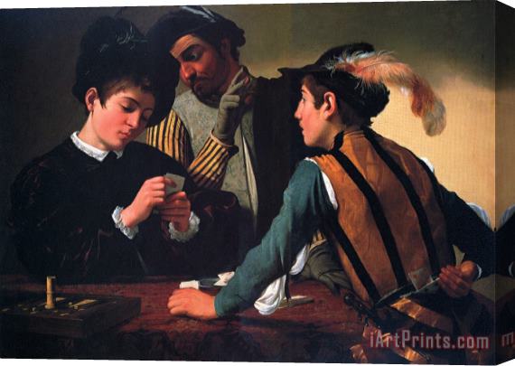 Caravaggio Card Sharps 1594 Stretched Canvas Painting / Canvas Art