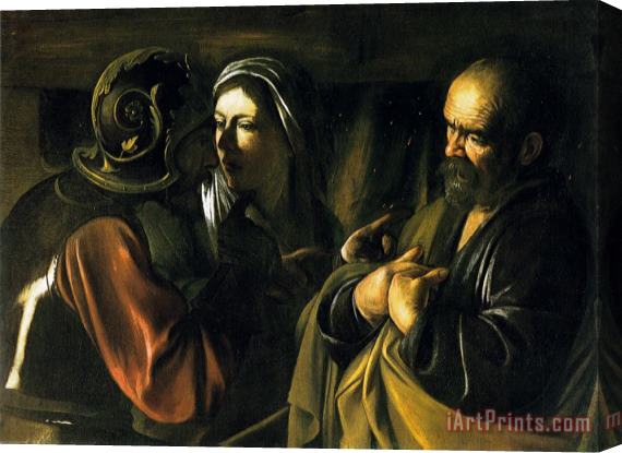 Caravaggio Denial St Peter Stretched Canvas Painting / Canvas Art