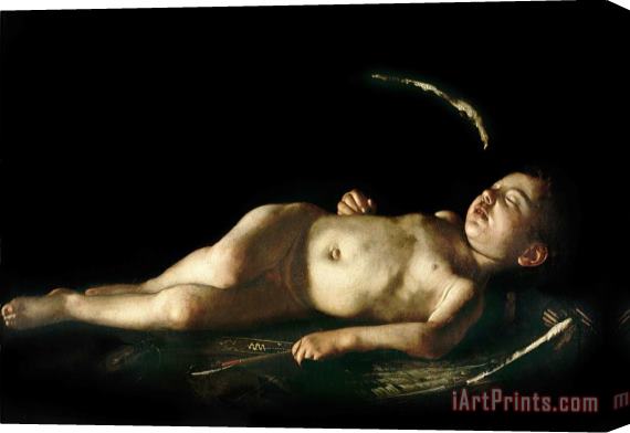 Caravaggio Sleeping Cupid Stretched Canvas Painting / Canvas Art