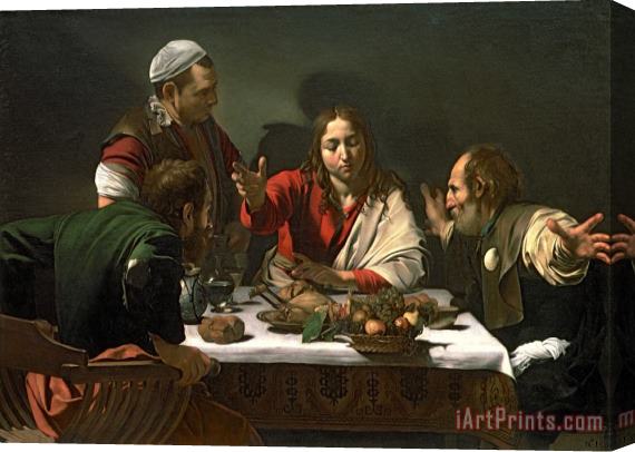 Caravaggio Supper at Emmaus 1601 Stretched Canvas Painting / Canvas Art