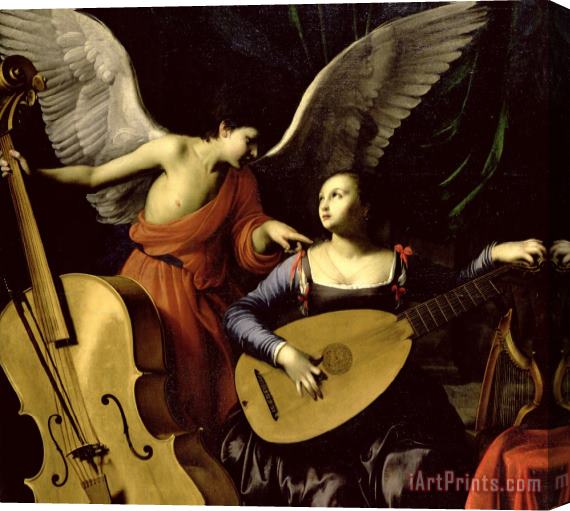 Carlo Saraceni Saint Cecilia And The Angel Stretched Canvas Painting / Canvas Art