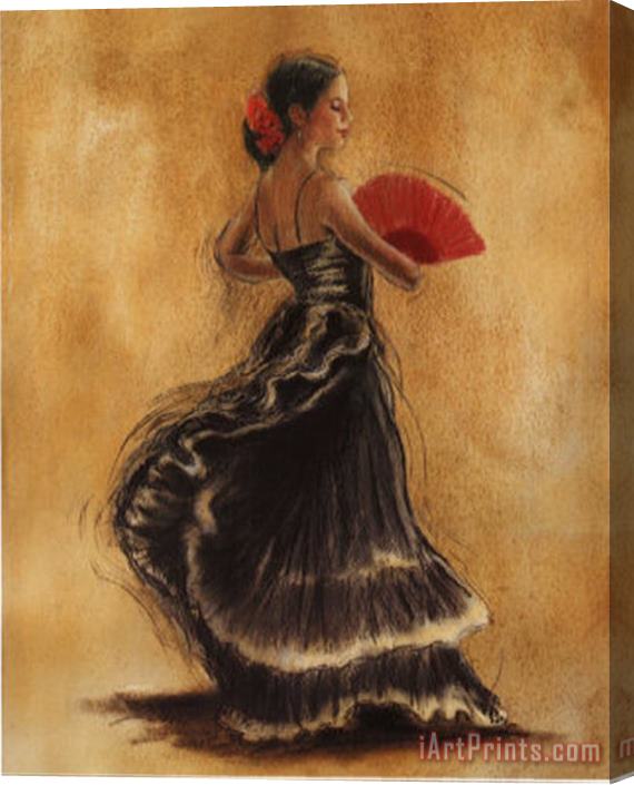 Caroline Gold Flamenco Dancer II Stretched Canvas Painting / Canvas Art