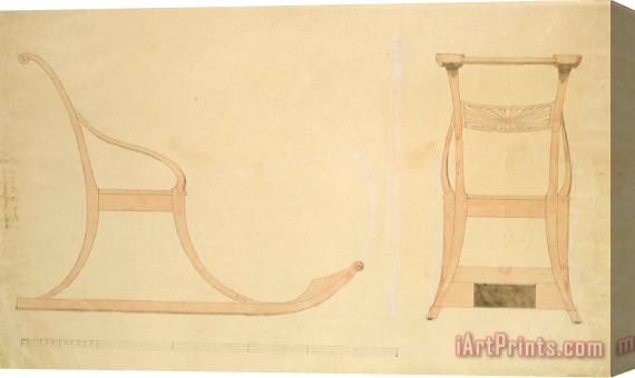 Caspar David Friedrich Chair for a Sleigh (pen with Reddish W/c on Paper) Stretched Canvas Print / Canvas Art